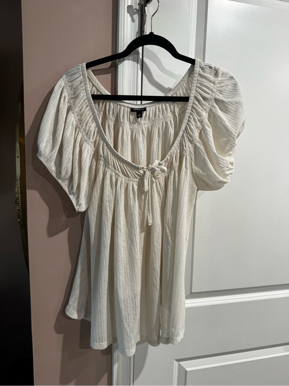 torrid Cream Peasant Tie-Front Blouse